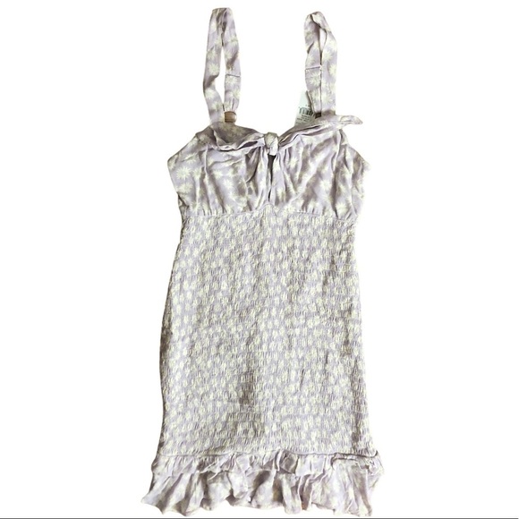 AMERICAN EAGLE PURPLE FLORAL SMOCKED BODY DRESS S - Picture 3 of 3